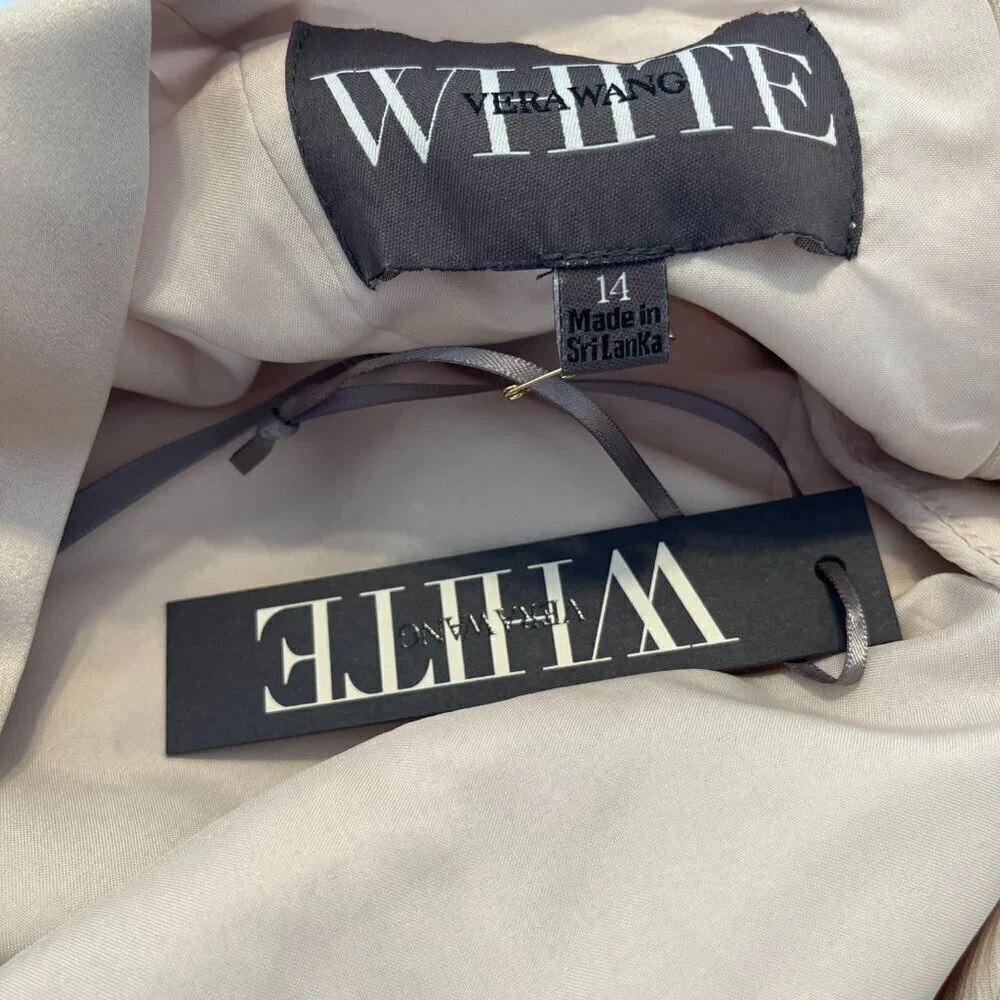 Vera Wang White Chiffon Cascading Skirt Plus-Size Event Maxi Dress Sz 14 - Picture 7 of 12